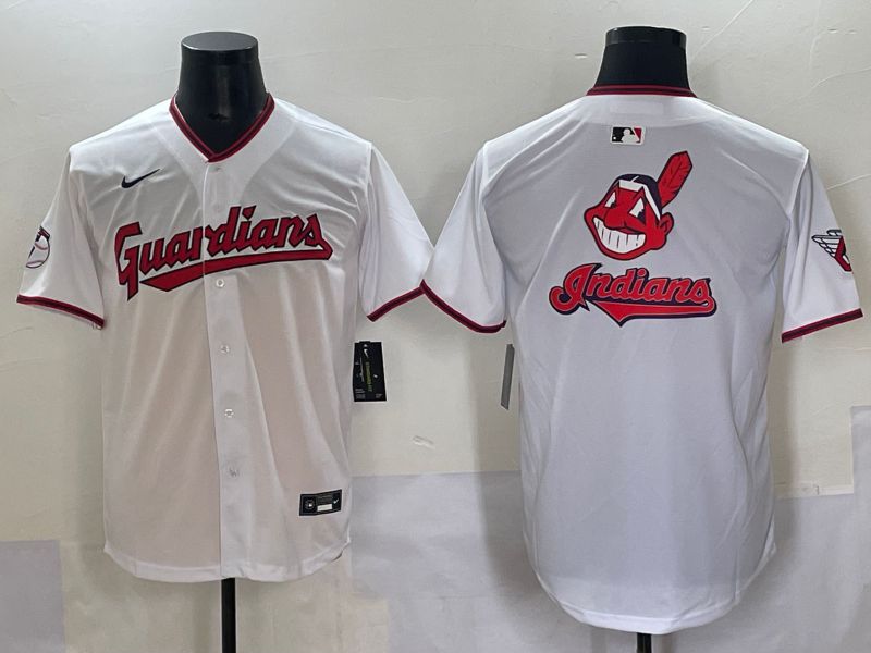 Men 2025 Cleveland Indians Blank White Game Nike MLB Jersey style 4